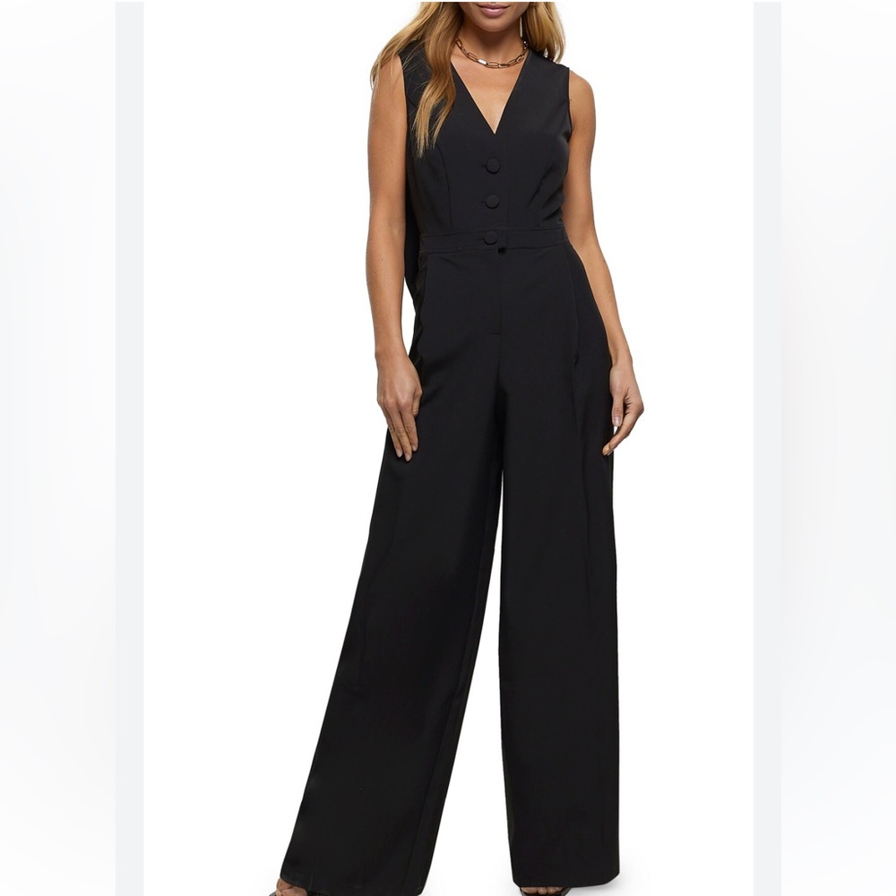 Eli Tahari wide leg black jumpsuit